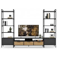 Стенка Crafto Лофт Фрида Бонд 10 графит/дуб золотистый купить в Минске