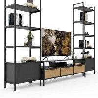 Стенка Crafto Лофт Фрида Бонд 10 графит/дуб золотистый купить в Минске