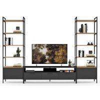 Стенка Crafto Лофт Фрида Бонд 11 графит/дуб золотистый купить в Минске