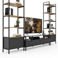 Стенка Crafto Лофт Фрида Бонд 11 графит/дуб золотистый купить в Минске