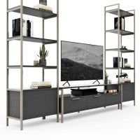 Стенка Crafto Лофт Фрида Бонд 13 графит/латте купить в Минске