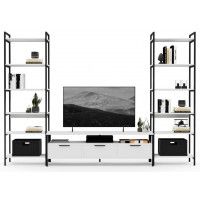 Стенка Crafto Лофт Фрида Симпл 01 белый матовый/черный купить в Минске