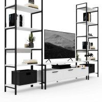 Стенка Crafto Лофт Фрида Симпл 01 белый матовый/черный купить в Минске