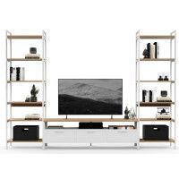 Стенка Crafto Лофт Фрида Симпл 04 дуб золотистый/белый матовый купить в Минске