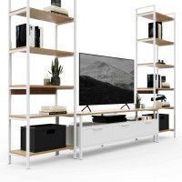 Стенка Crafto Лофт Фрида Симпл 04 дуб золотистый/белый матовый купить в Минске