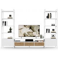 Стенка Crafto Лофт Фрида Симпл 05 белый матовый/дуб золотистый купить в Минске