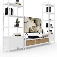 Стенка Crafto Лофт Фрида Симпл 05 белый матовый/дуб золотистый купить в Минске