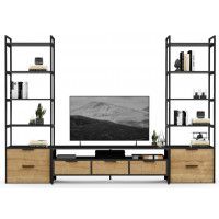 Стенка Crafto Лофт Фрида Квентин 16 дуб золотистый/графит купить в Минске