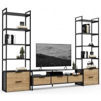 Стенка Crafto Лофт Фрида Квентин 16 дуб золотистый/графит