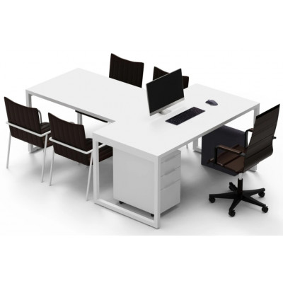 Стол руководителя Crafto Клинт 01 с приставкой белый купить в Минске