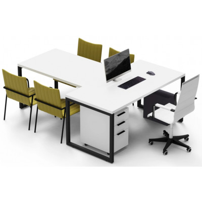 Стол руководителя Crafto Клинт 02 с приставкой белый / черный купить в Минске