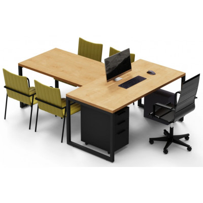 Стол руководителя Crafto Клинт 04 с приставкой дуб золотистый / графит купить в Минске