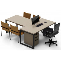 Стол руководителя Crafto Клинт 05 с приставкой латте / черный Стол руководителя Crafto Клинт 05 с приставкой латте / черный