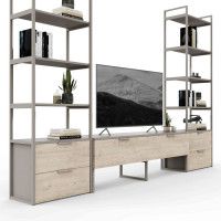 Стенка Crafto Лофт Рокки Квентин 09 каштан/латте купить в Минске