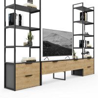 Стенка Crafto Лофт Рокки Квентин 10 золотистый дуб/графит купить в Минске Стенка Crafto Лофт Рокки Квентин 10 золотистый дуб/графит купить в Минске