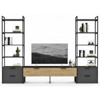 Стенка Crafto Лофт Рокки Квентин 11 графит/золотистый дуб купить в Минске Стенка Crafto Лофт Рокки Квентин 11 графит/золотистый дуб купить в Минске