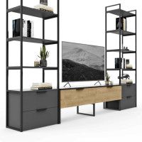 Стенка Crafto Лофт Рокки Квентин 11 графит/золотистый дуб купить в Минске Стенка Crafto Лофт Рокки Квентин 11 графит/золотистый дуб купить в Минске