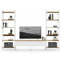 Стенка Crafto Лофт Рокки Симпл 01 белый матовый/золотистый дуб купить в Минске