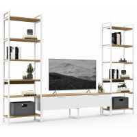 Стенка Crafto Лофт Рокки Симпл 01 белый матовый/золотистый дуб