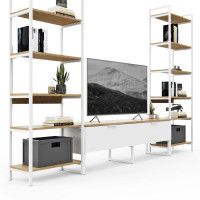 Стенка Crafto Лофт Рокки Симпл 01 белый матовый/золотистый дуб купить в Минске