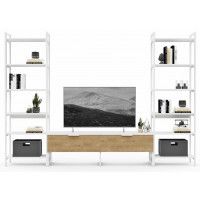 Стенка Crafto Лофт Рокки Симпл 02 золотистый дуб/белый матовый купить в Минске