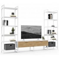 Стенка Crafto Лофт Рокки Симпл 02 золотистый дуб/белый матовый