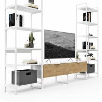 Стенка Crafto Лофт Рокки Симпл 02 золотистый дуб/белый матовый купить в Минске