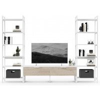 Стенка Crafto Лофт Рокки Симпл 03 каштан/белый матовый купить в Минске