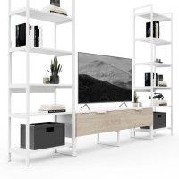 Стенка Crafto Лофт Рокки Симпл 03 каштан/белый матовый купить в Минске