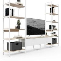 Стенка Crafto Лофт Рокки Симпл 05 белый матовый/каштан купить в Минске