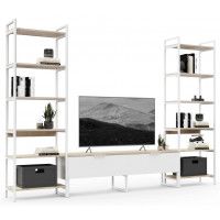 Стенка Crafto Лофт Рокки Симпл 05 белый матовый/каштан