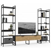 Стенка Crafto Лофт Рокки Симпл 06 графит/золотистый дуб