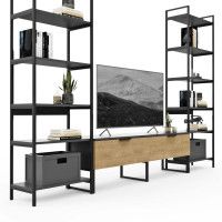 Стенка Crafto Лофт Рокки Симпл 06 графит/золотистый дуб купить в Минске