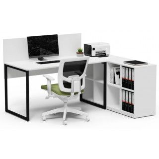 Письменный стол Crafto Тор Хлоя с тумбой 01 белый / черный / белый