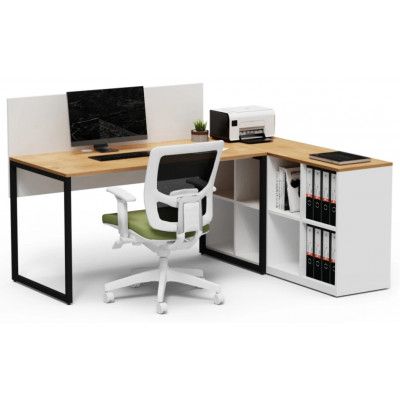 Письменный стол Crafto Тор Хлоя с тумбой 02 дуб золотистый / черный / белый купить в Минске