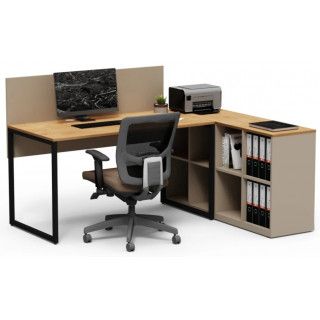 Письменный стол Crafto Тор Хлоя с тумбой 04 дуб золотистый / черный / латте Письменный стол Crafto Тор Хлоя с тумбой 04 дуб золотистый / черный / латте