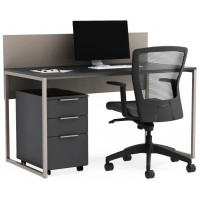 Письменный стол Crafto Тор с экраном и тумбой 01 графит / латте Письменный стол Crafto Тор с экраном и тумбой 01 графит / латте