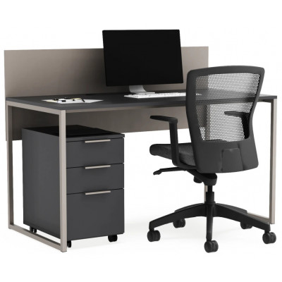 Письменный стол Crafto Тор с экраном и тумбой 01 графит / латте купить в Минске