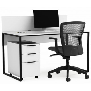 Письменный стол Crafto Тор с экраном и тумбой 02 белый / черный