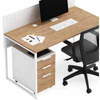 Письменный стол Crafto Тор с экраном и тумбой 03 дуб золотистый / белый купить в Минске