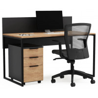 Письменный стол Crafto Тор с экраном и тумбой 04 дуб золотистый / черный Письменный стол Crafto Тор с экраном и тумбой 04 дуб золотистый / черный