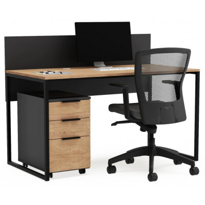 Письменный стол Crafto Тор с экраном и тумбой 04 дуб золотистый / черный купить в Минске