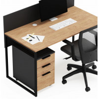 Письменный стол Crafto Тор с экраном и тумбой 04 дуб золотистый / черный купить в Минске