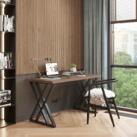 Письменный стол ДОМУС Хилтон 136х66 см орех темный/черный купить в Минске