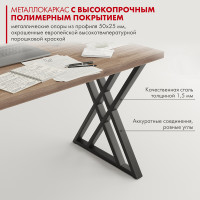 Письменный стол ДОМУС Хилтон 136х66 см орех темный/черный купить в Минске