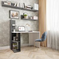 Письменный стол ДОМУС Олимп белый/серый левый