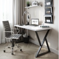 Письменный стол ДОМУС СП014 136х66 см белый/черный металл