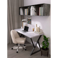 Письменный стол ДОМУС СП014 136х66 см бетон светлый/черный купить в Минске