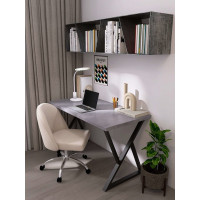 Письменный стол ДОМУС СП014 136х66 см бетон темный/черный купить в Минске