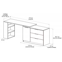 Письменный стол поворотный ДОМУС СТР06 140х50 см белый/белый купить в Минске